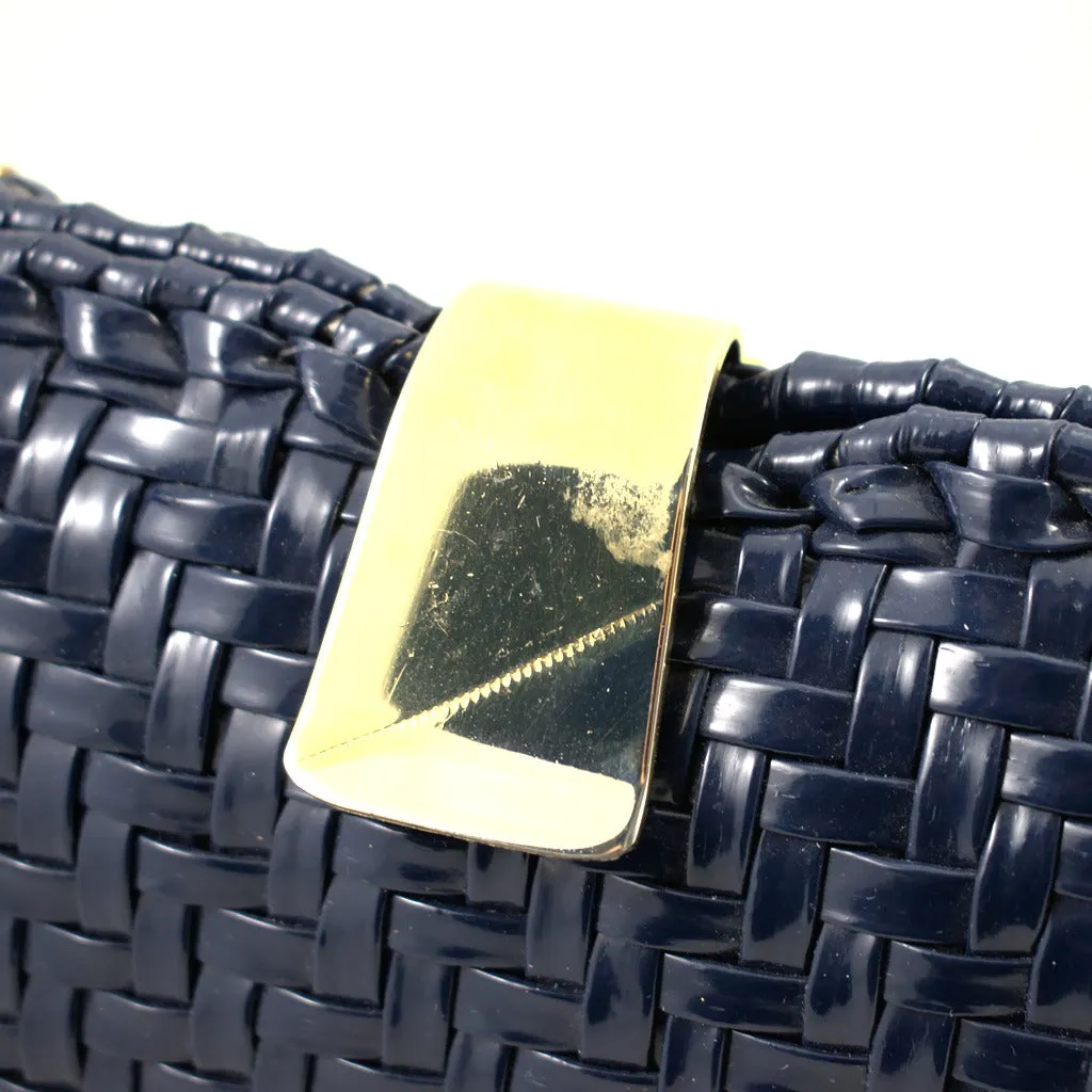 70s does 1950s Vintage Navy Raffia Bag