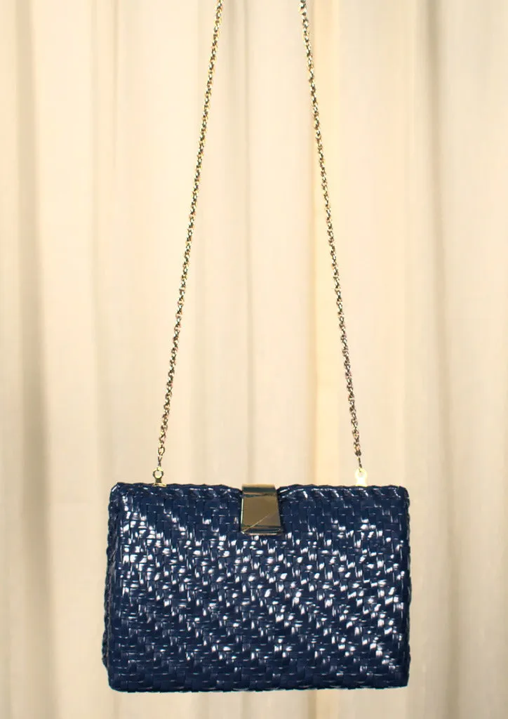 70s does 1950s Vintage Navy Raffia Bag
