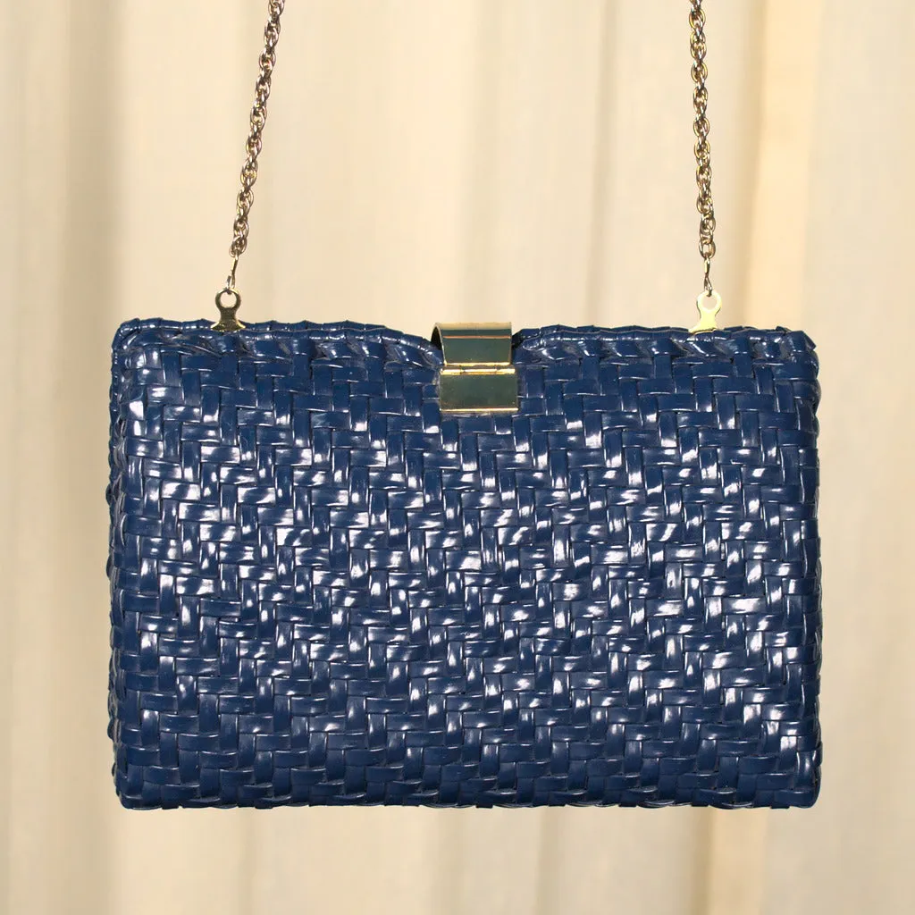 70s does 1950s Vintage Navy Raffia Bag