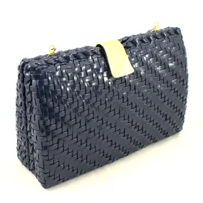 70s does 1950s Vintage Navy Raffia Bag