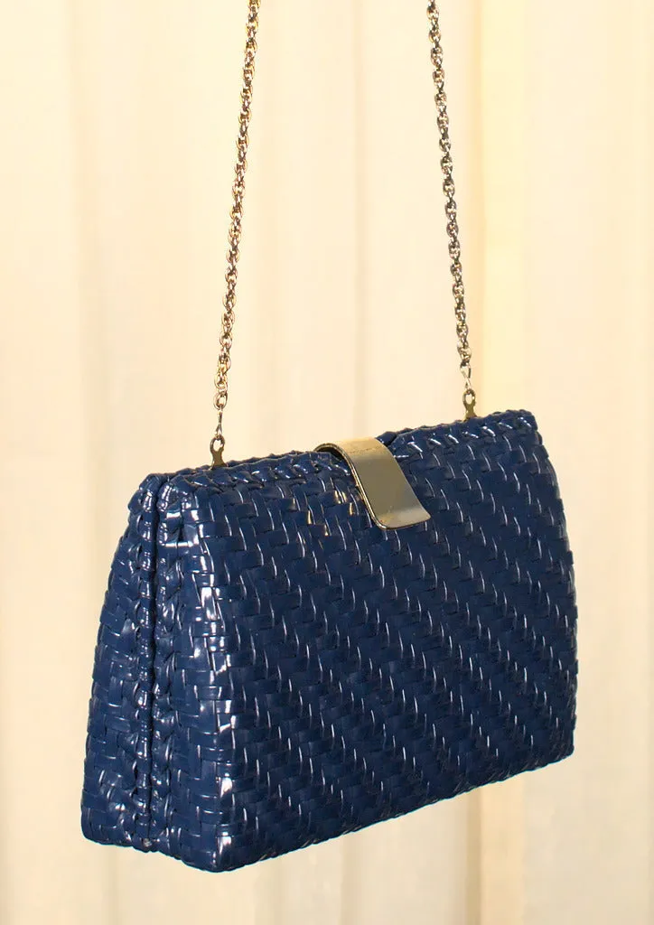 70s does 1950s Vintage Navy Raffia Bag