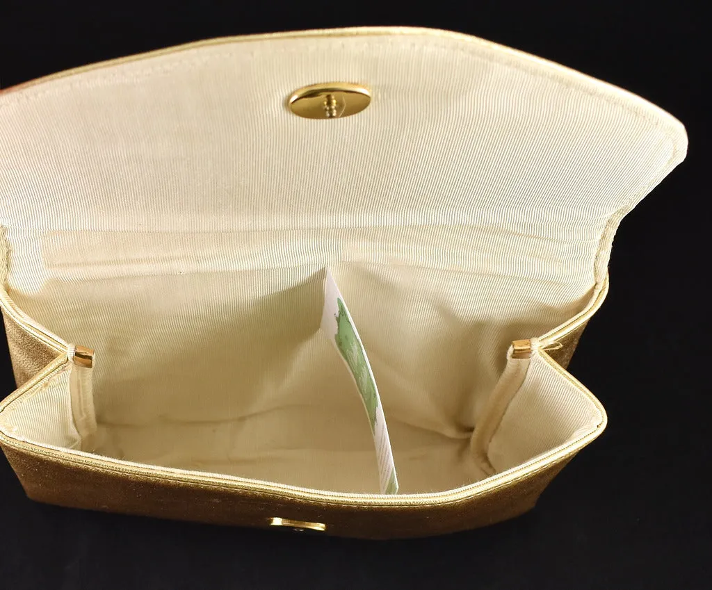 80s does 1950s Gold Vintage Clutch Bag