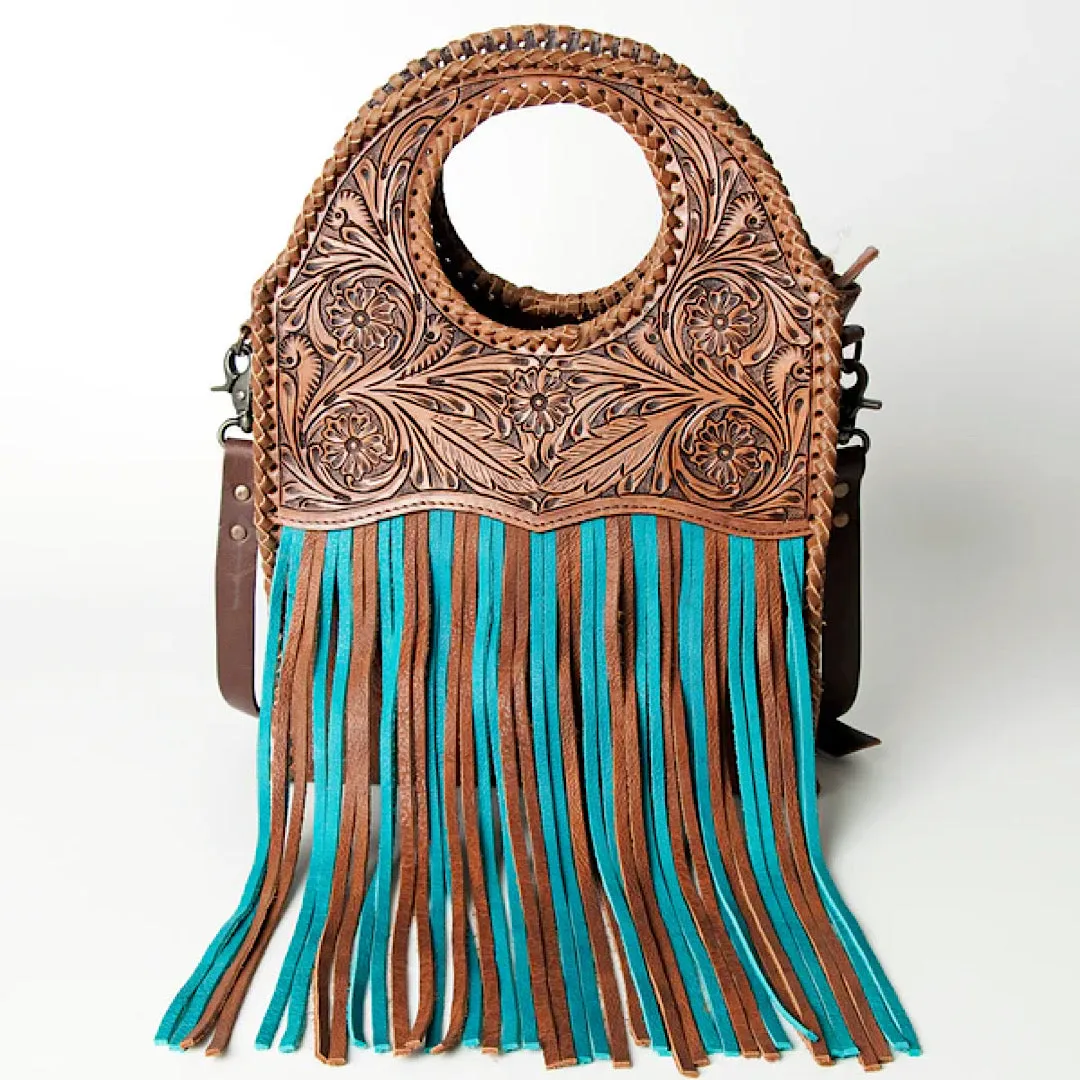 American Darling - Tooled With Turquoise and Brown Fringe Handbag