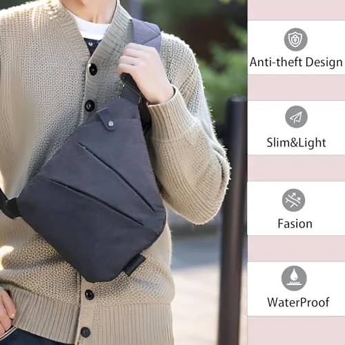 Anti Theft Crossbody Bags for Women Fanny Packs Purses Sling Bag with Adjustable Strap for Women Travel Essentials (Right, Black)