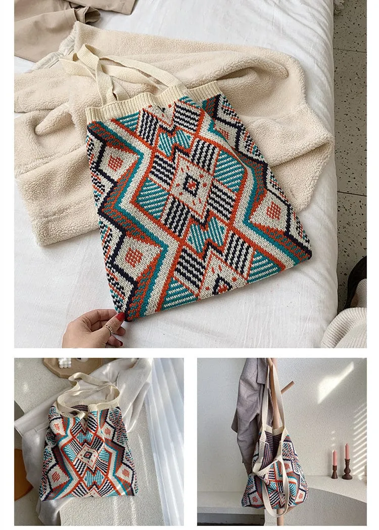 Aztec Soft Crochet Shoulder Bags