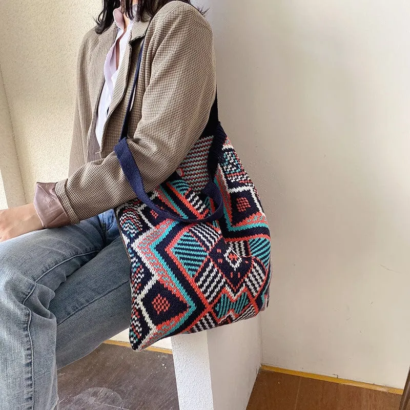 Aztec Soft Crochet Shoulder Bags