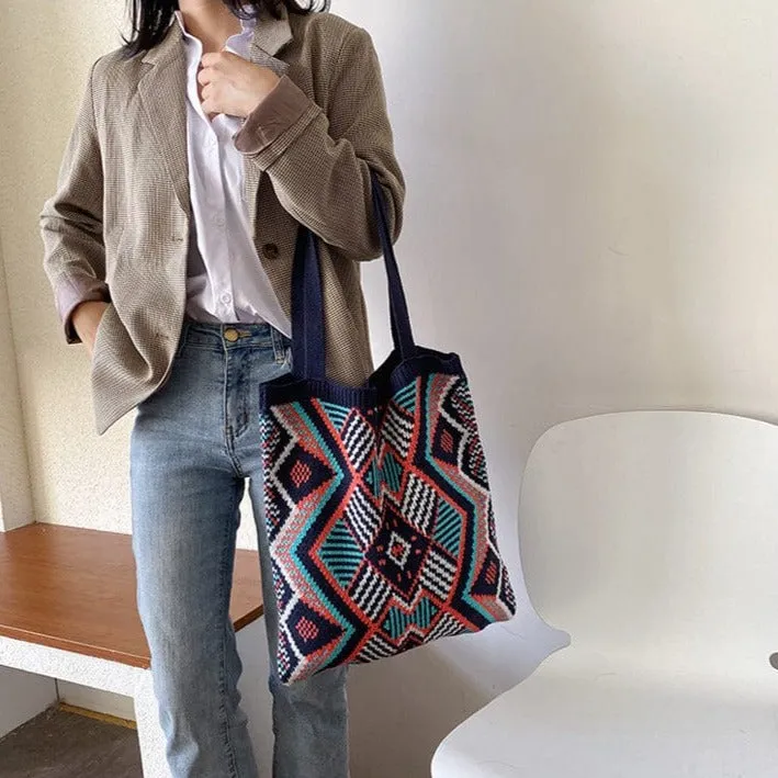 Aztec Soft Crochet Shoulder Bags