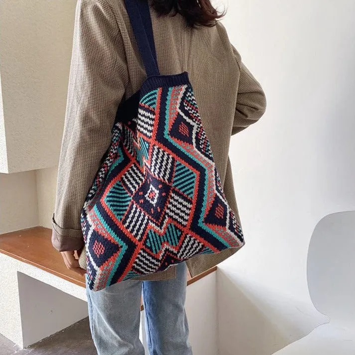 Aztec Soft Crochet Shoulder Bags