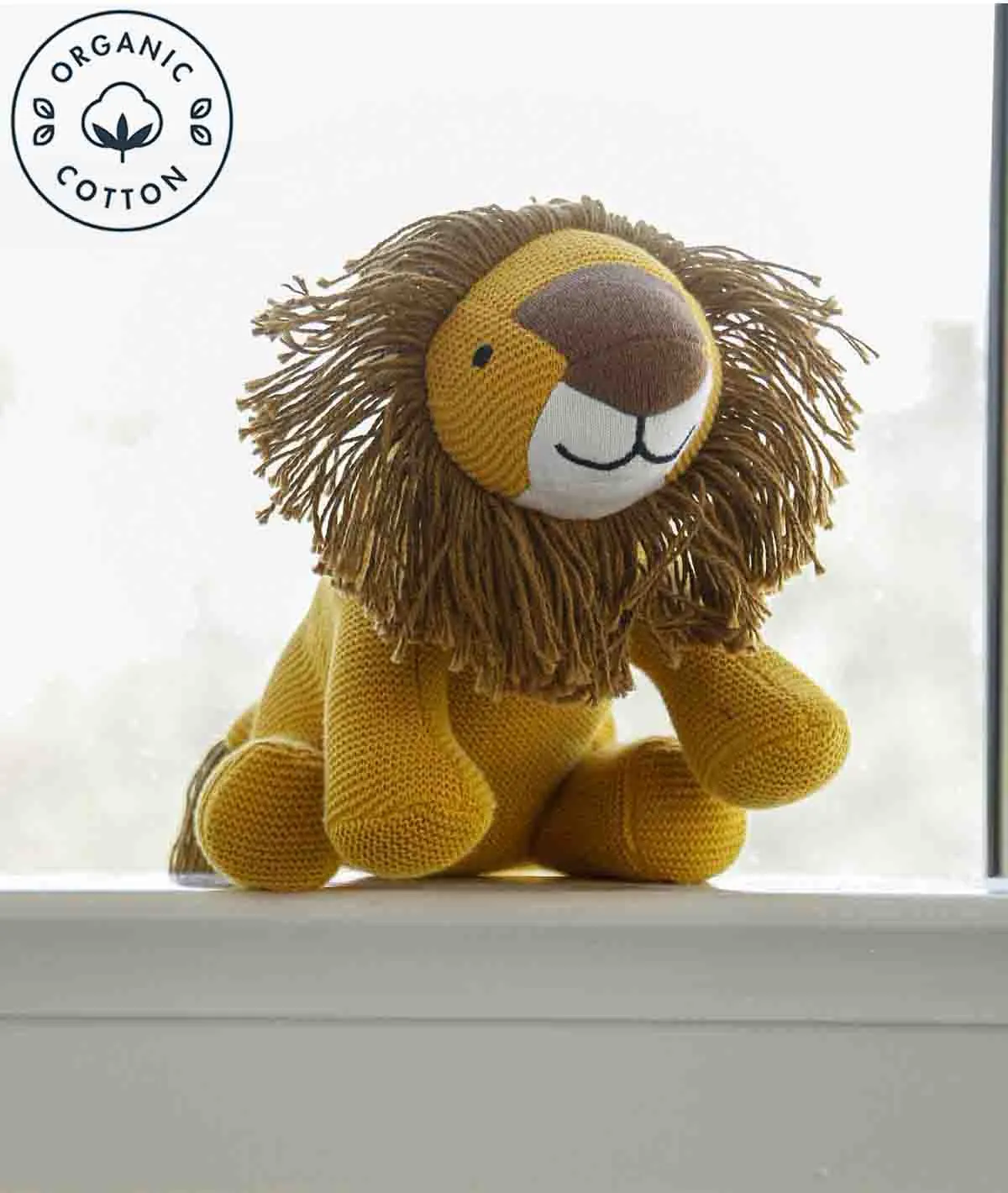 Baby Lion - Cotton Knitted Stuffed Soft Toy For Babies & Kids (Tuscan Sun, Ivory & Bronze Color)
