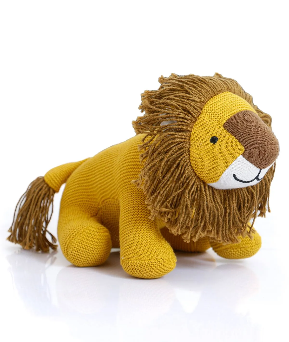 Baby Lion - Cotton Knitted Stuffed Soft Toy For Babies & Kids (Tuscan Sun, Ivory & Bronze Color)