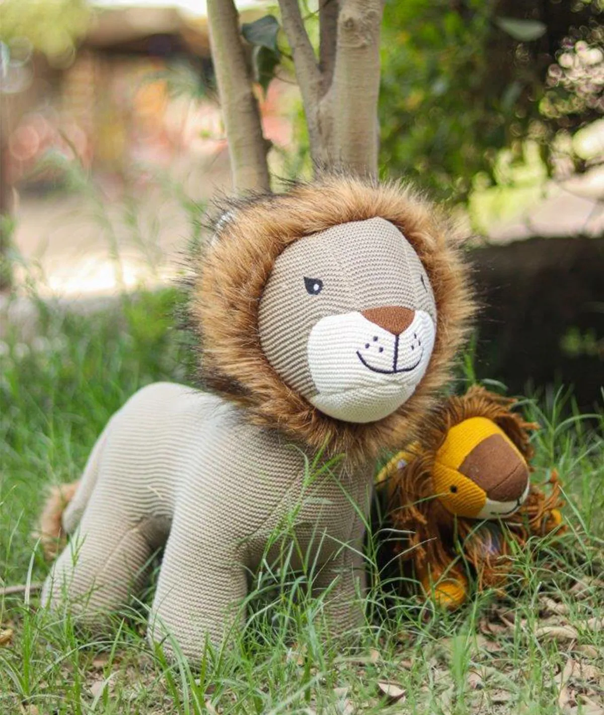 Baby Lion - Cotton Knitted Stuffed Soft Toy For Babies & Kids (Tuscan Sun, Ivory & Bronze Color)