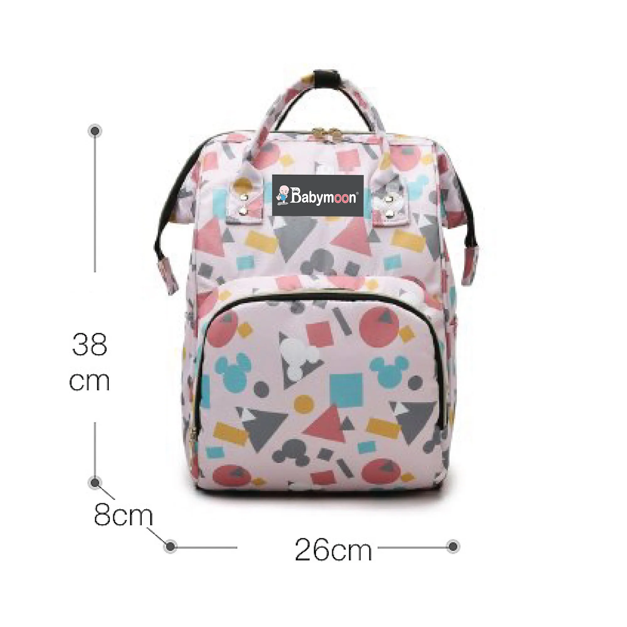 Babymoon Mother Diaper Bag Lightweight Multifunctional Travel Unisex Diaper Backpack - Peach Shapes