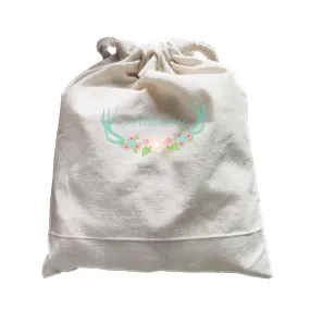 Basic Family Series Pastel Deer Green Deer Antlers With Flower Addname Satchel