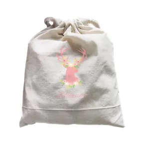 Basic Family Series Pastel Deer Pink Deer With Flower Addname Satchel
