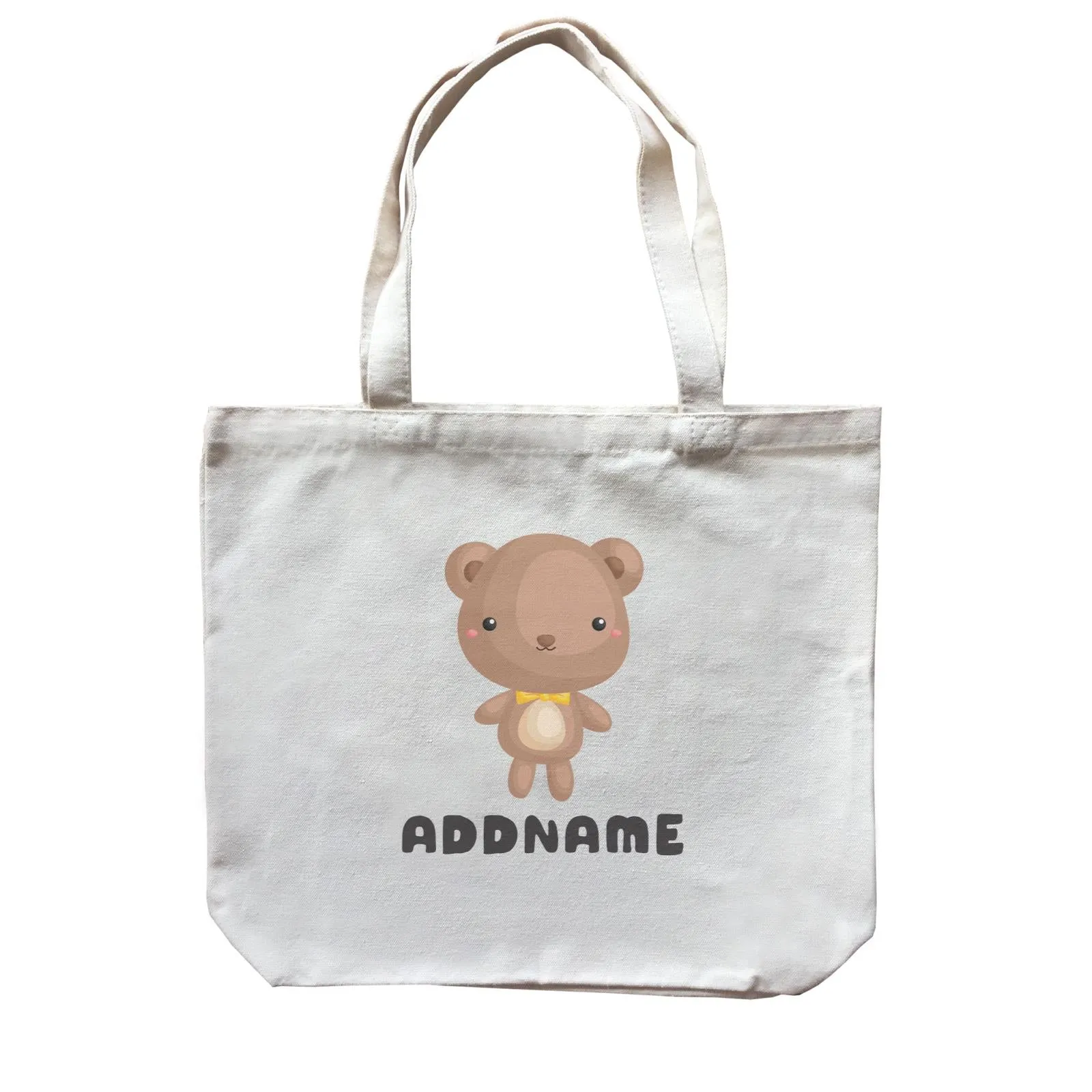 Birthday Friendly Animals Happy Bear Addname Canvas Bag