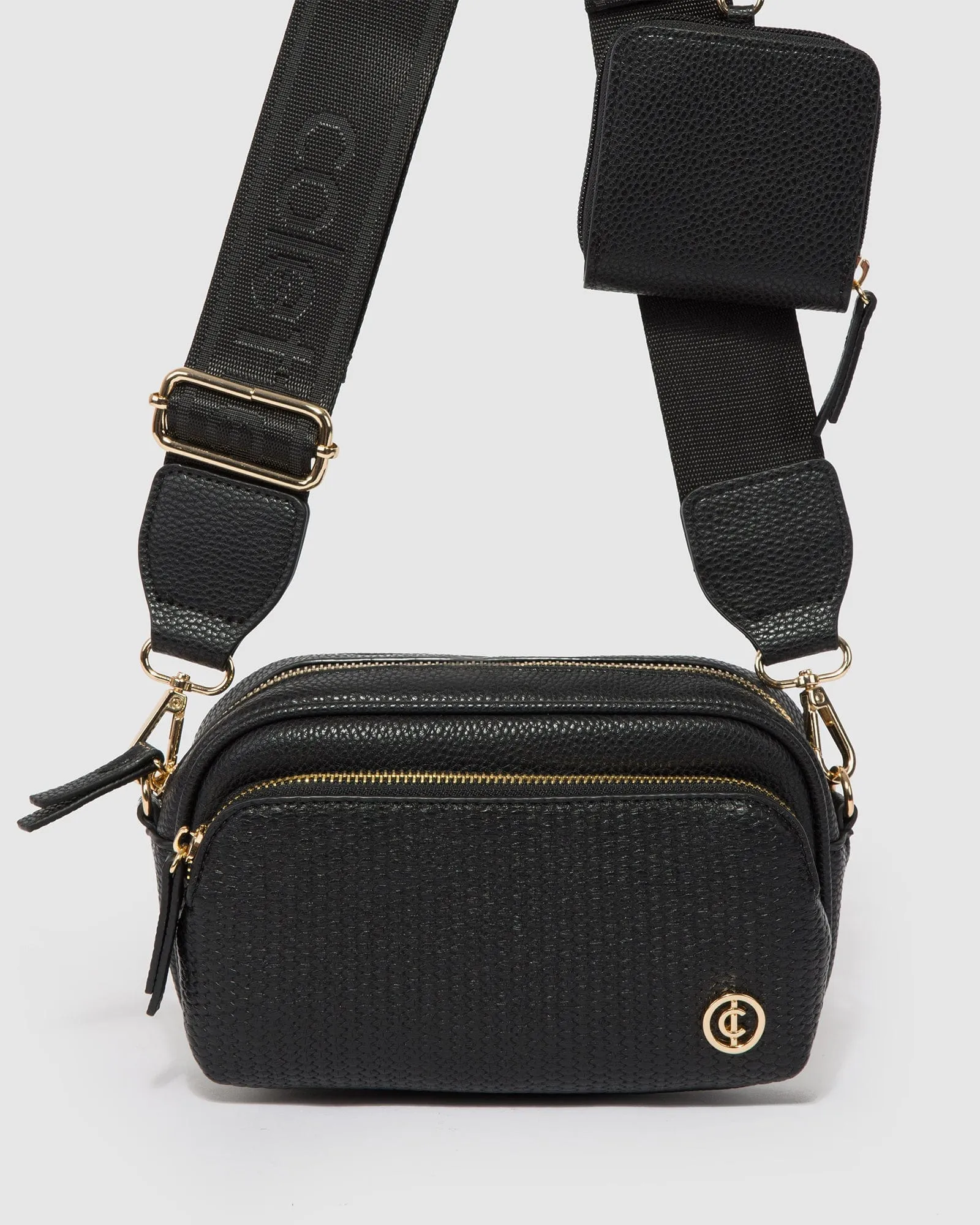 Black Amalia Webbing Crossbody Bag