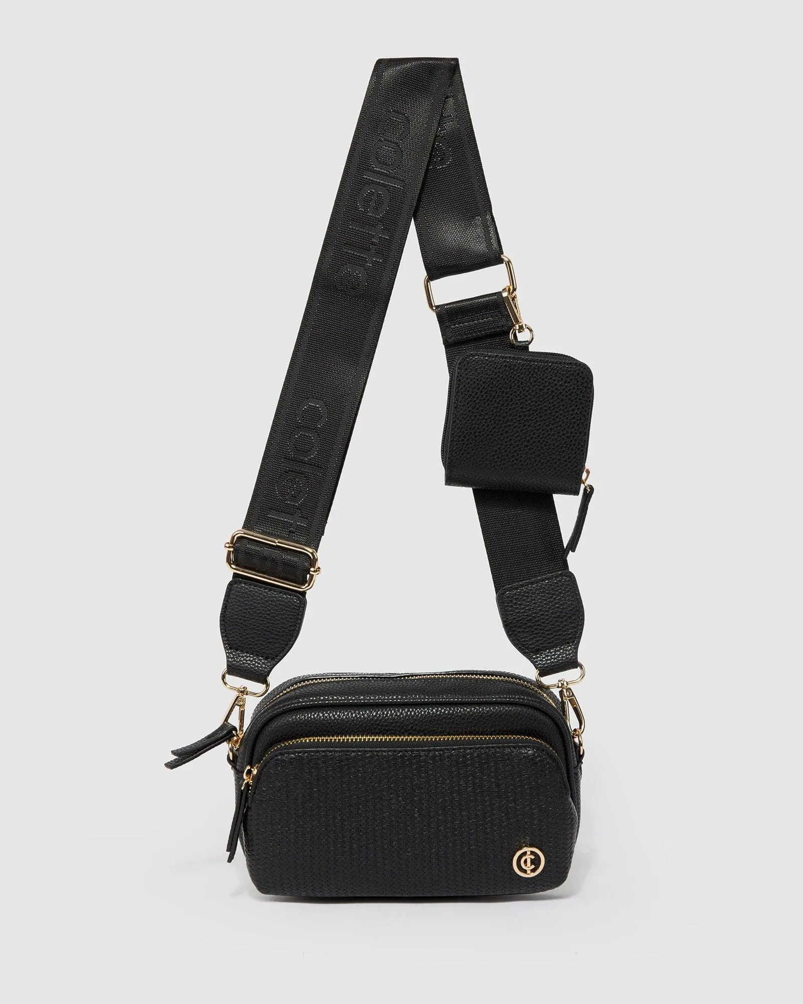 Black Amalia Webbing Crossbody Bag