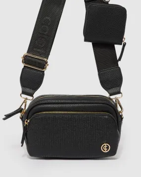 Black Amalia Webbing Crossbody Bag