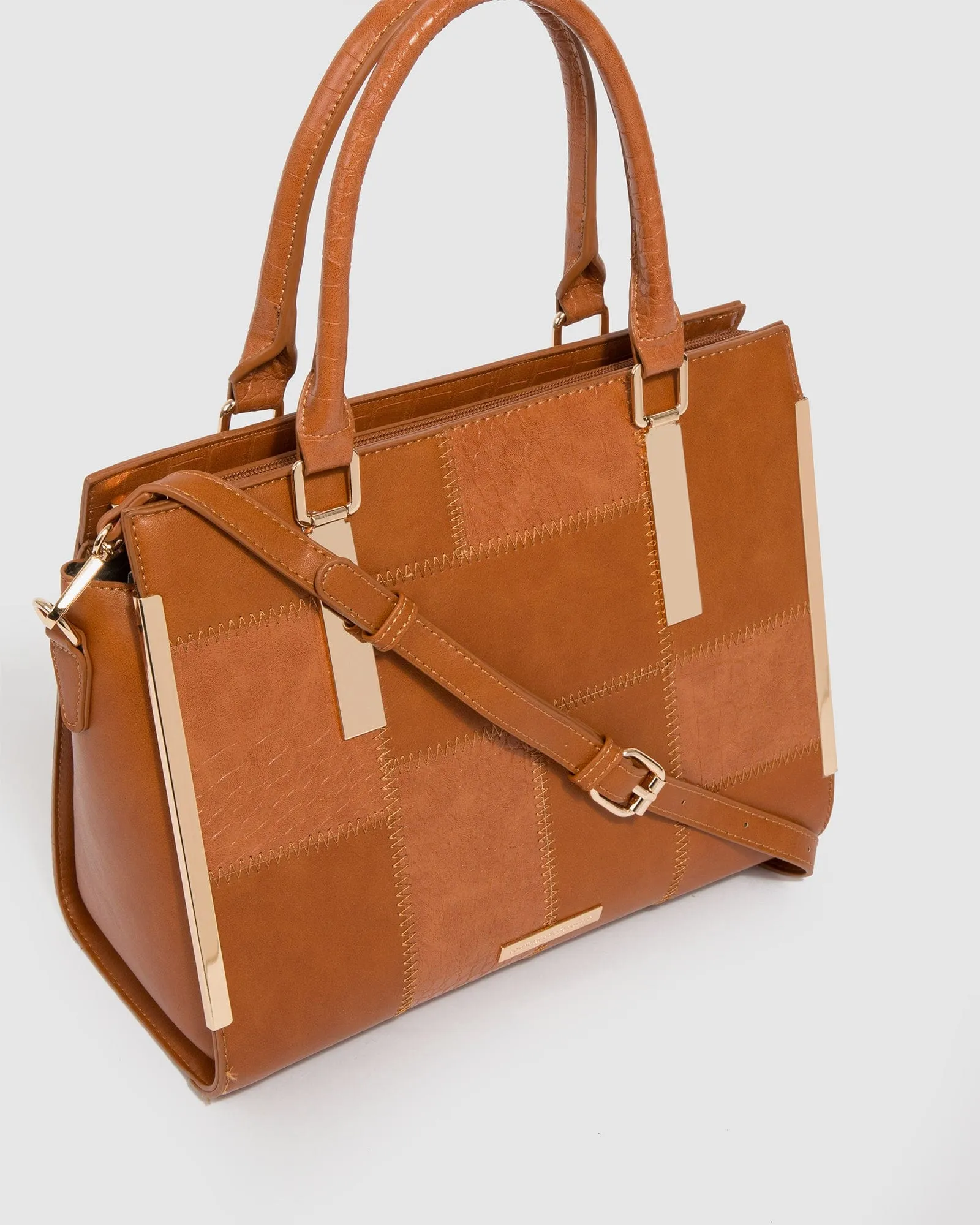 Brown Andrea Patchwork Tote Bag