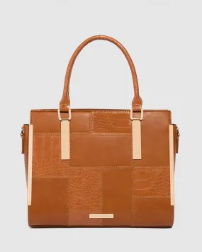 Brown Andrea Patchwork Tote Bag