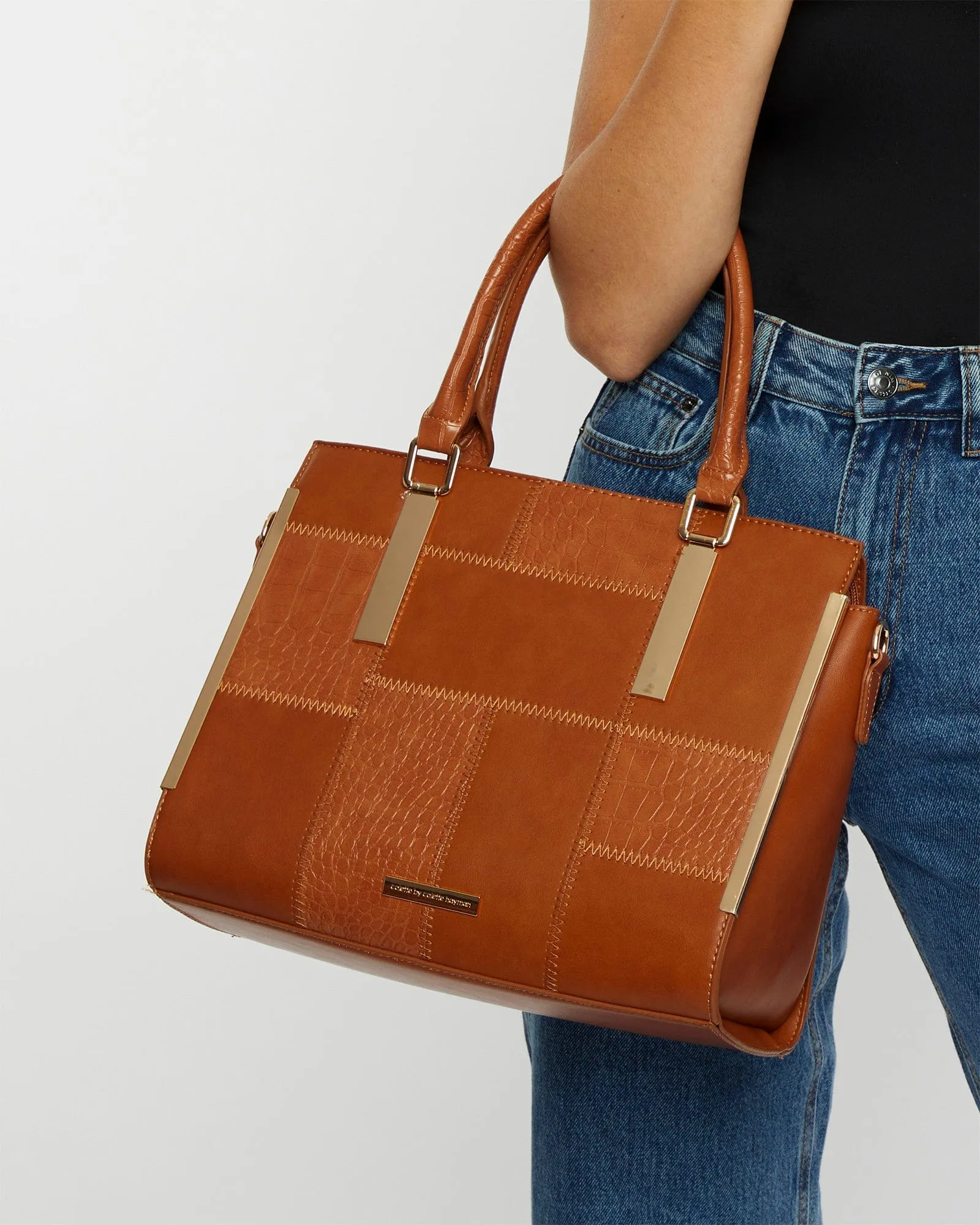 Brown Andrea Patchwork Tote Bag
