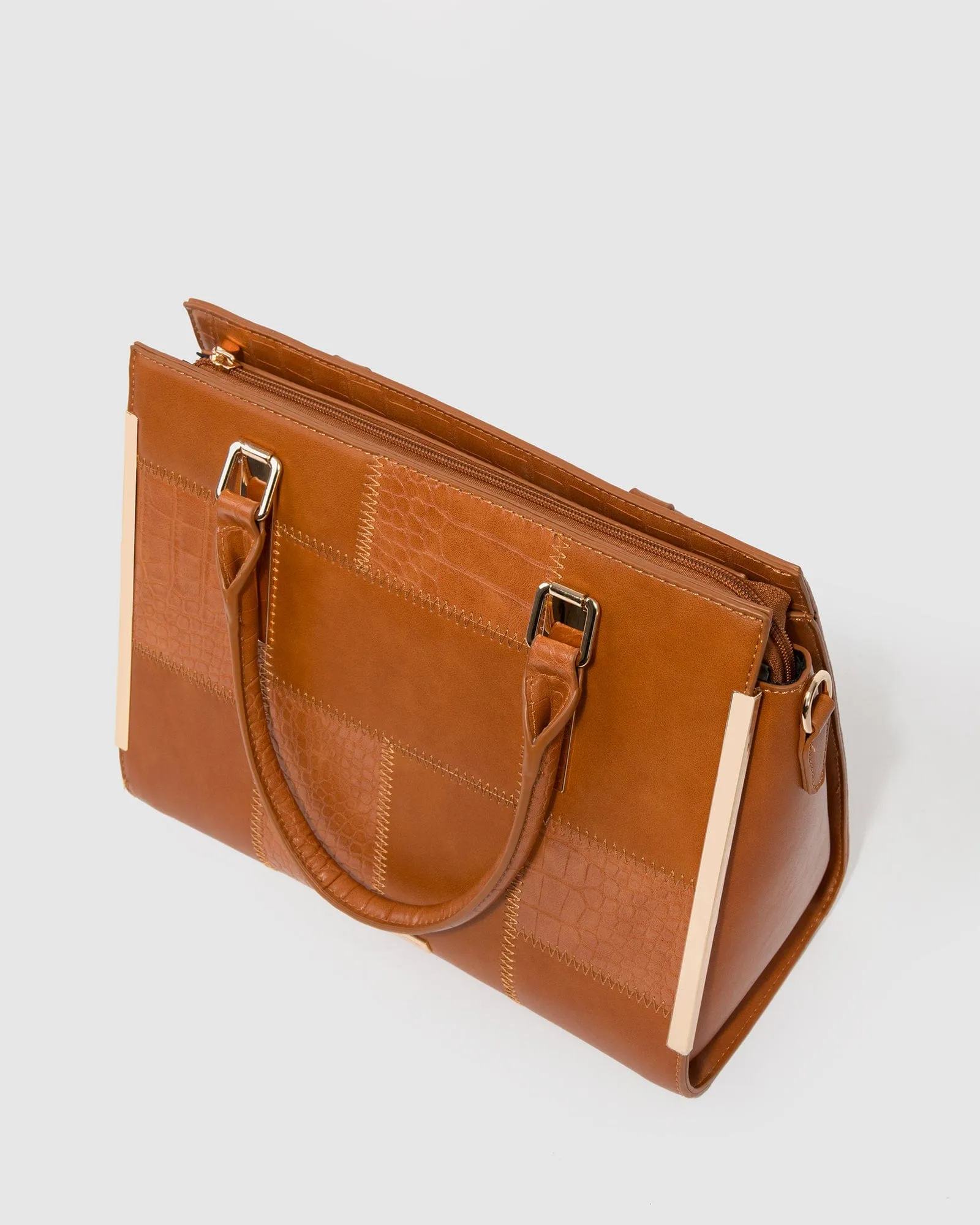 Brown Andrea Patchwork Tote Bag