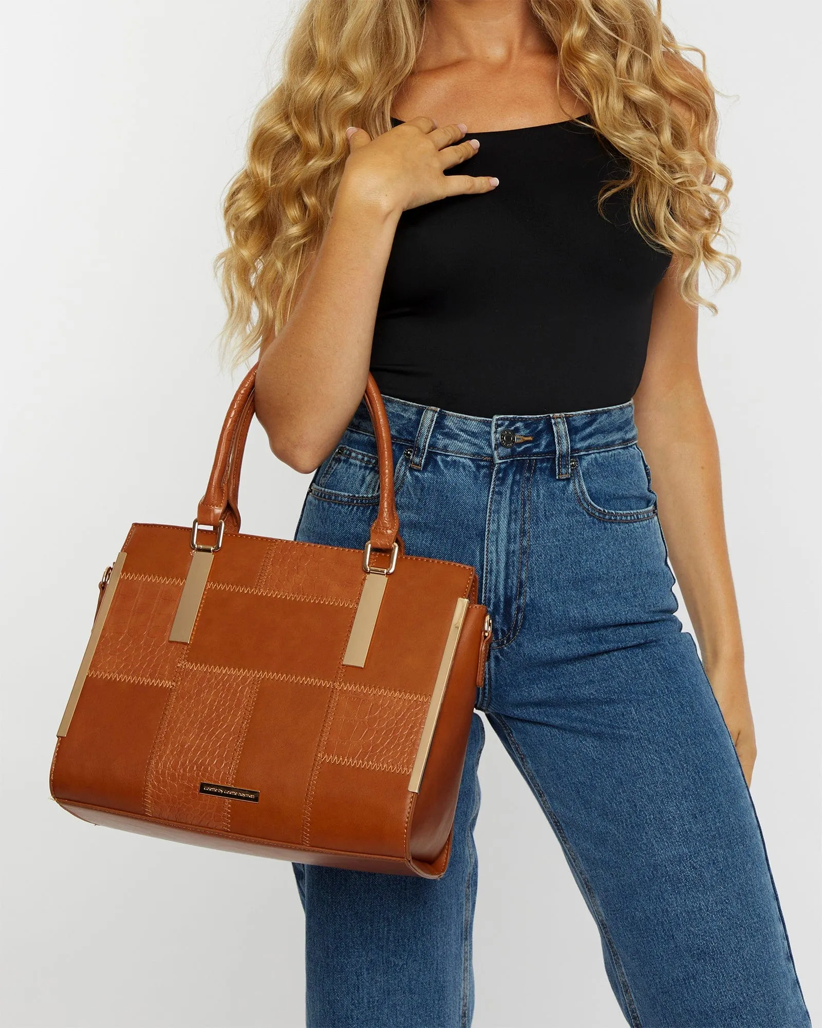Brown Andrea Patchwork Tote Bag