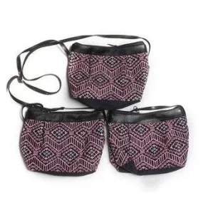 BUNDLE: 3 Piece Leather Geometric Embroidered Crossbody Bag