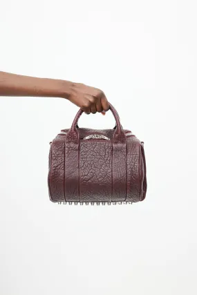 Burgundy & Silver Rocco Textured Leather Bag
