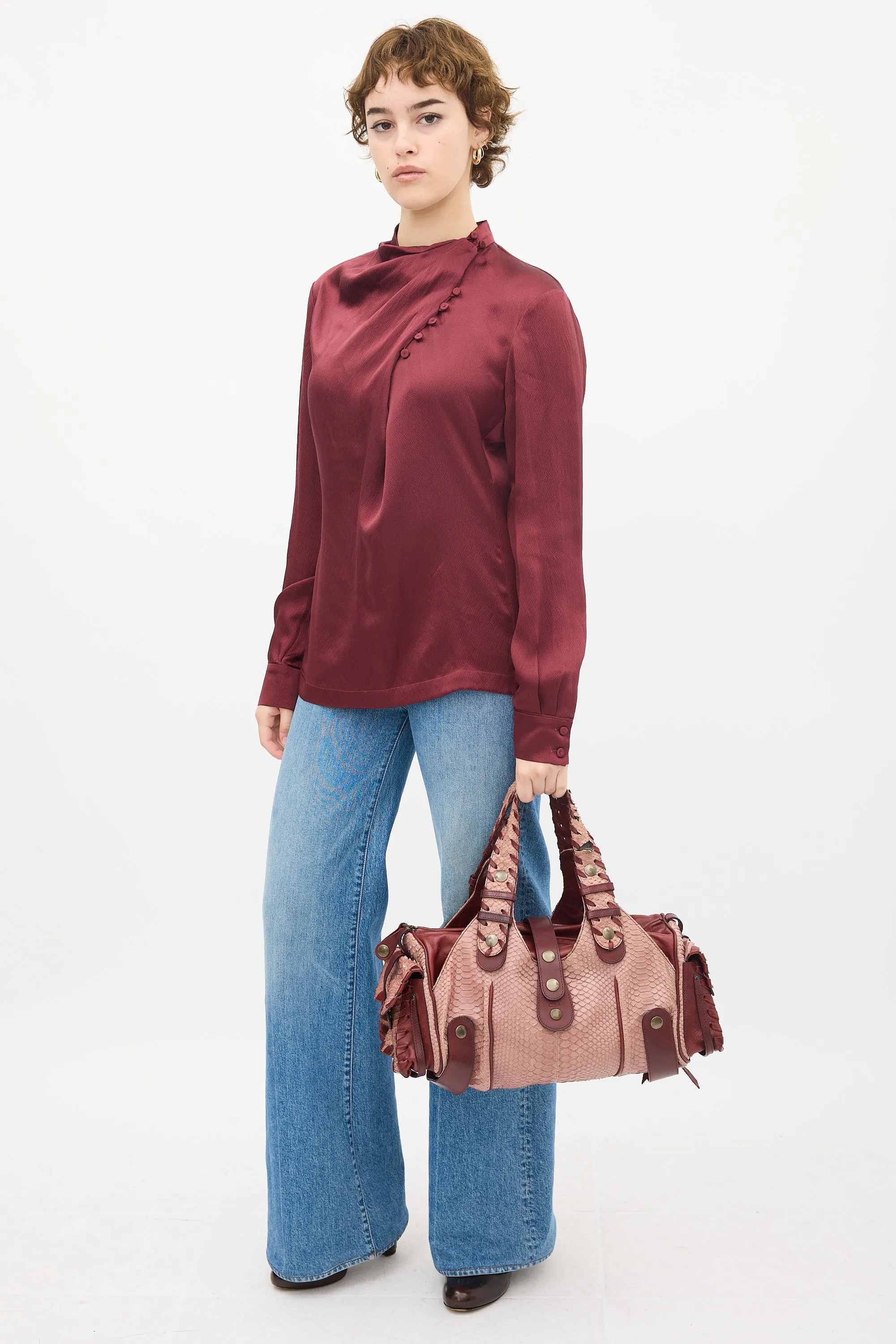 Burgundy Textured Leather Silverado Bag