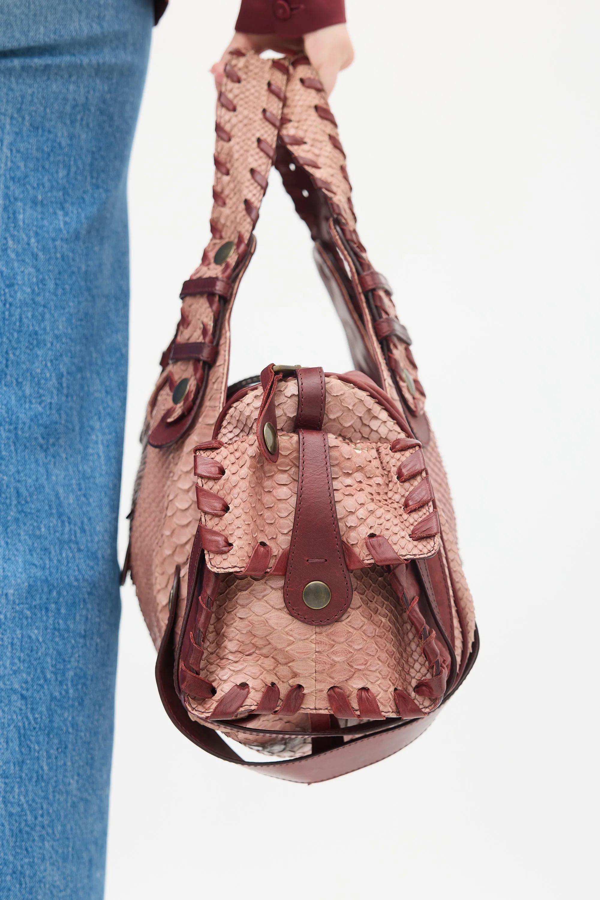 Burgundy Textured Leather Silverado Bag