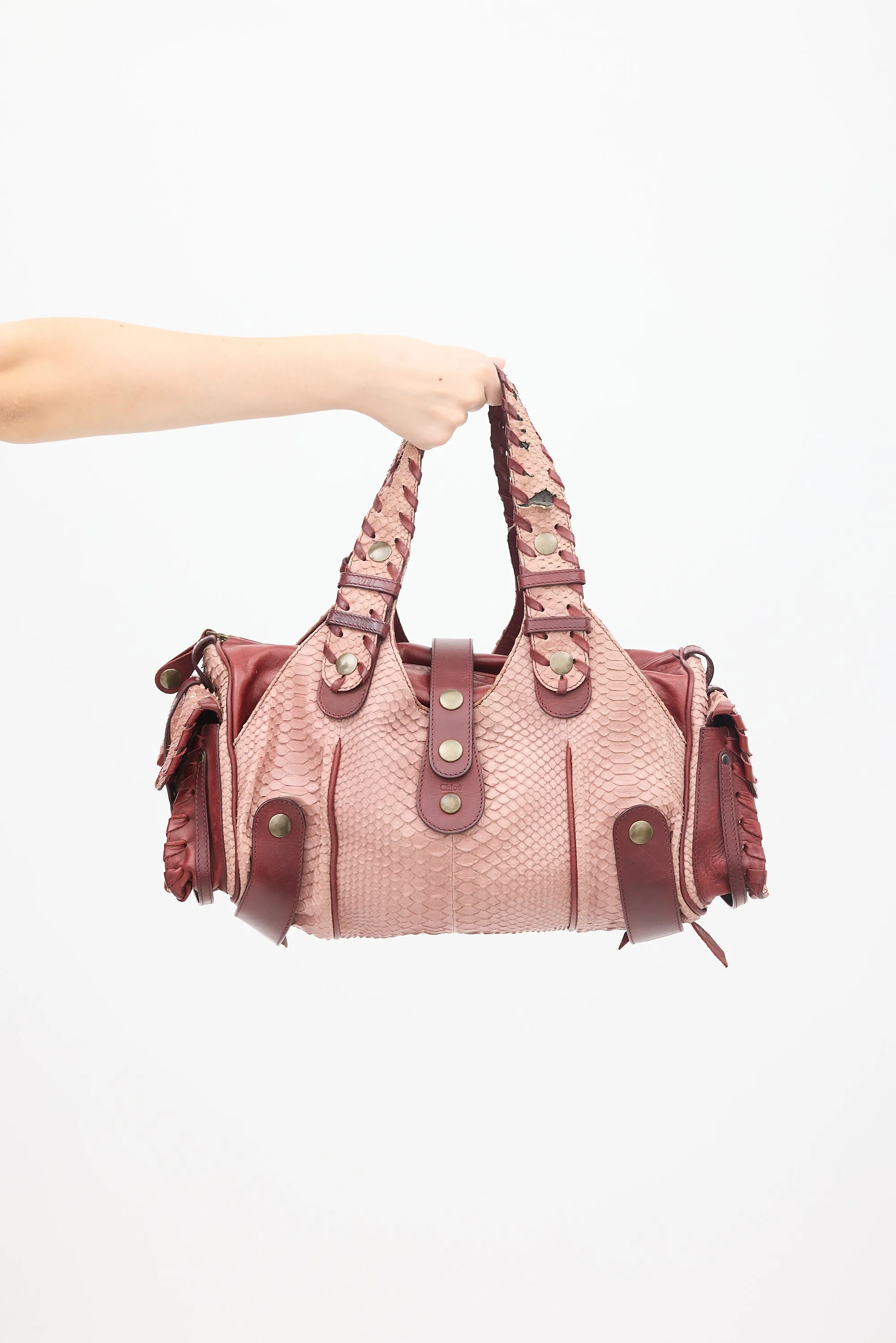 Burgundy Textured Leather Silverado Bag