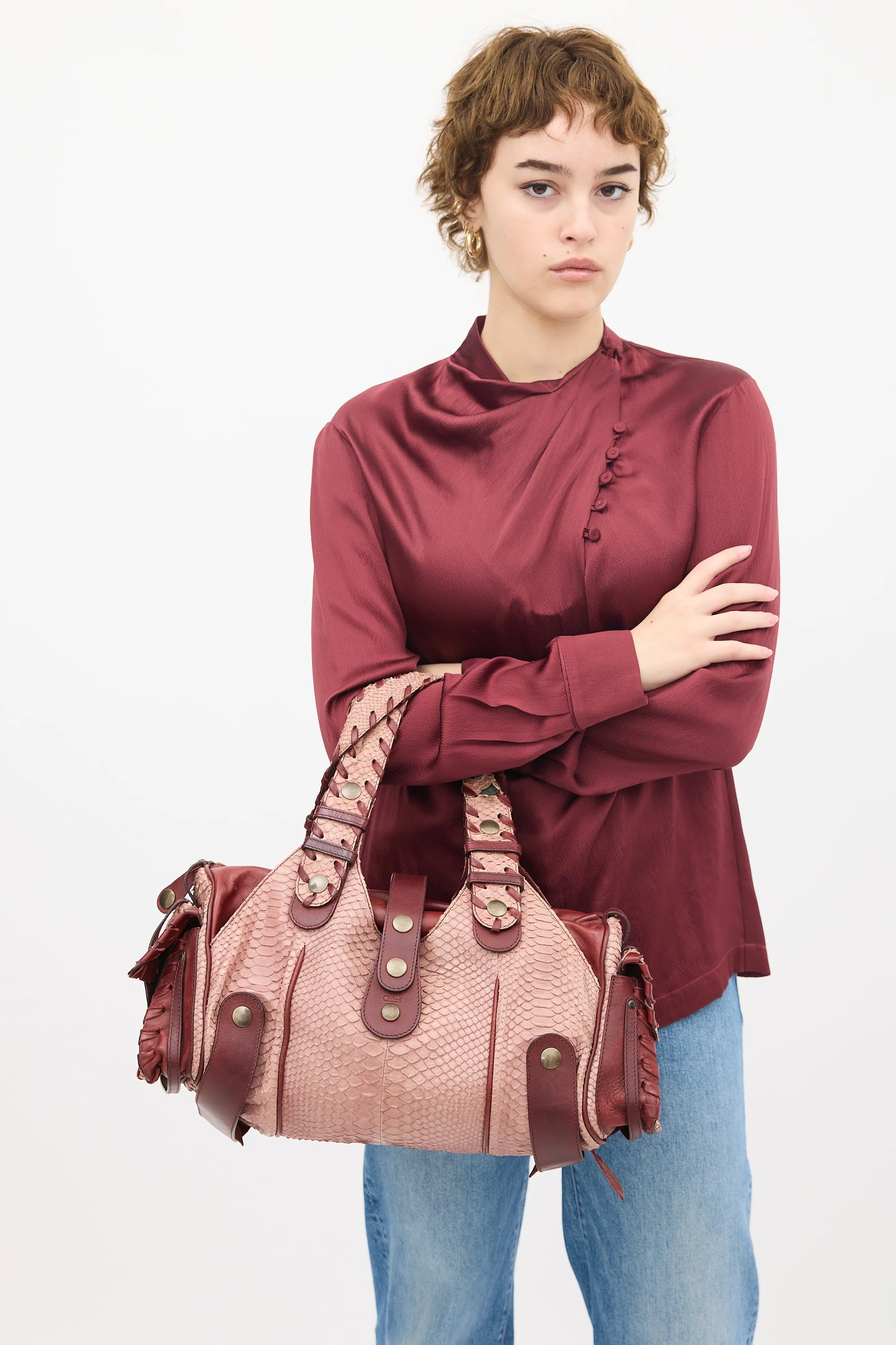 Burgundy Textured Leather Silverado Bag
