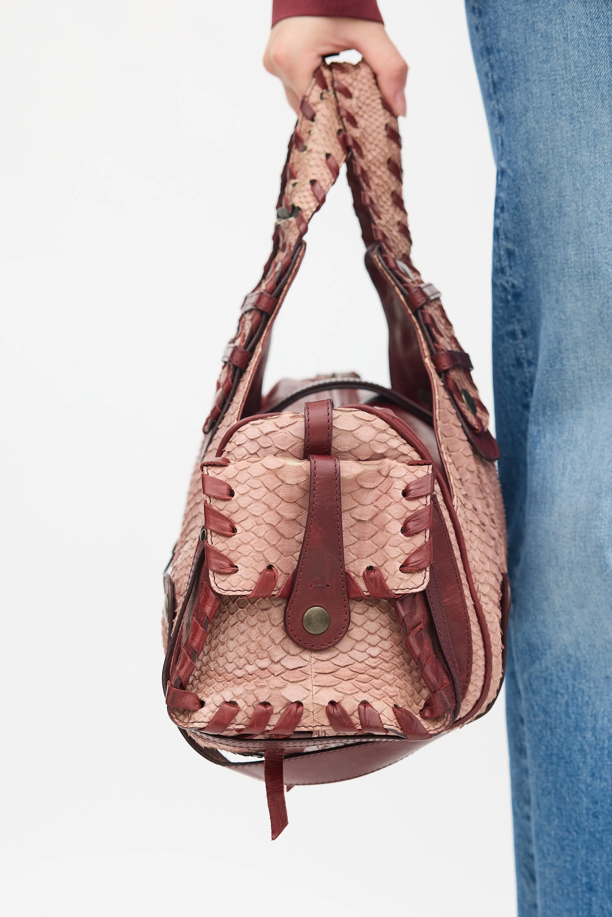 Burgundy Textured Leather Silverado Bag