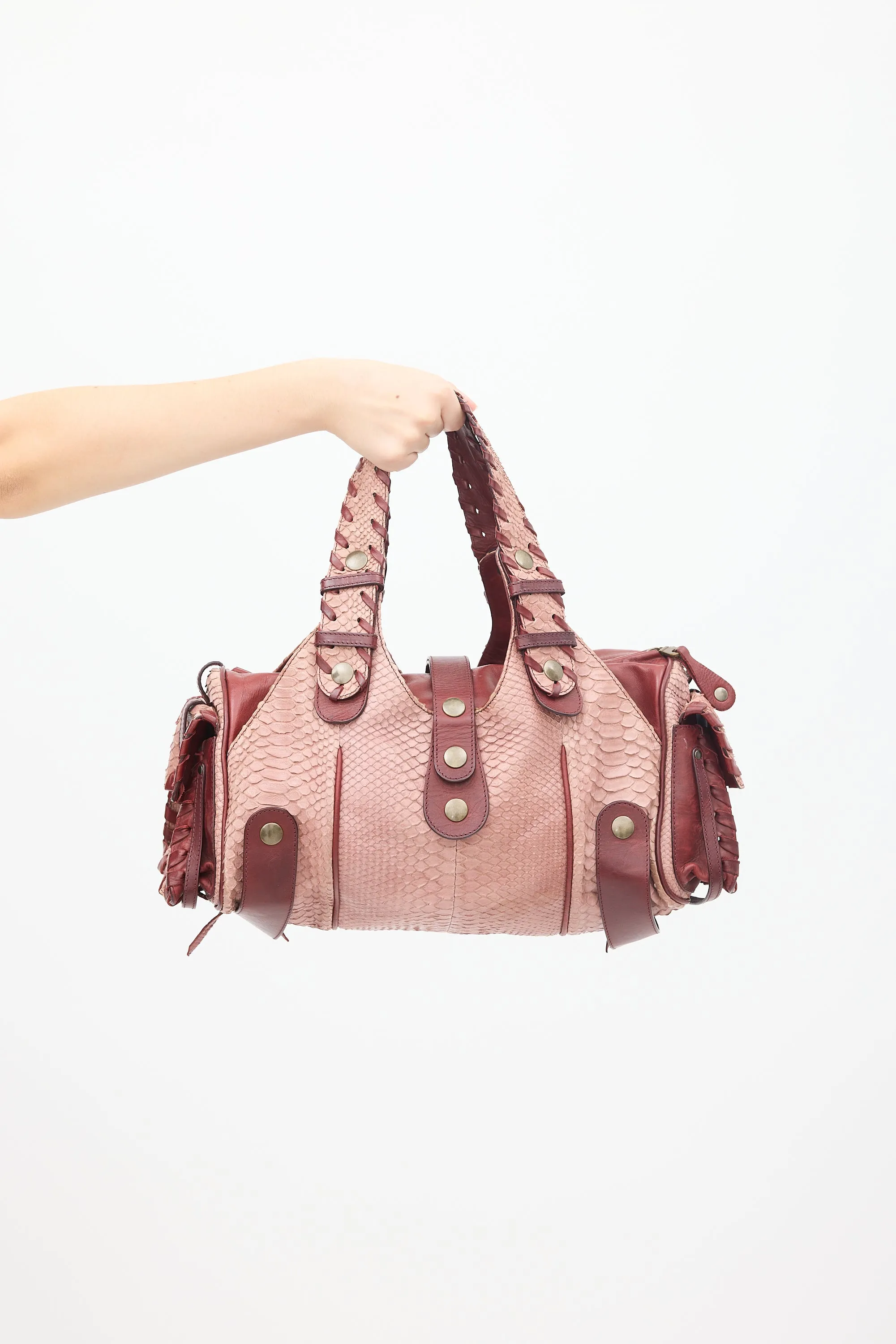 Burgundy Textured Leather Silverado Bag