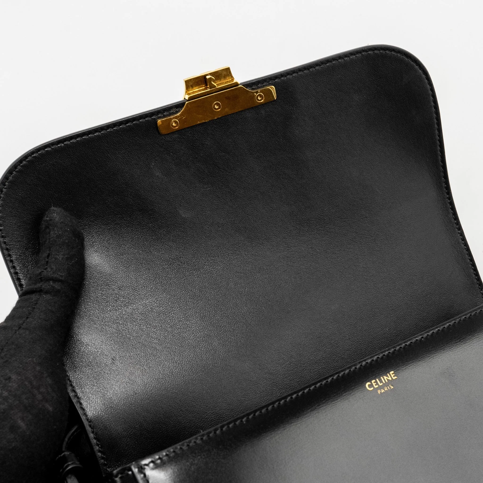 Celine Classic Triomphe Bag Shiny Calfskin Black