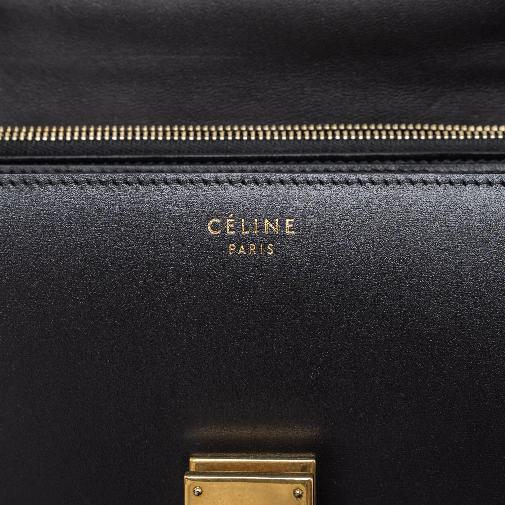 Celine Medium Classic Box Calfskin Black Brushed