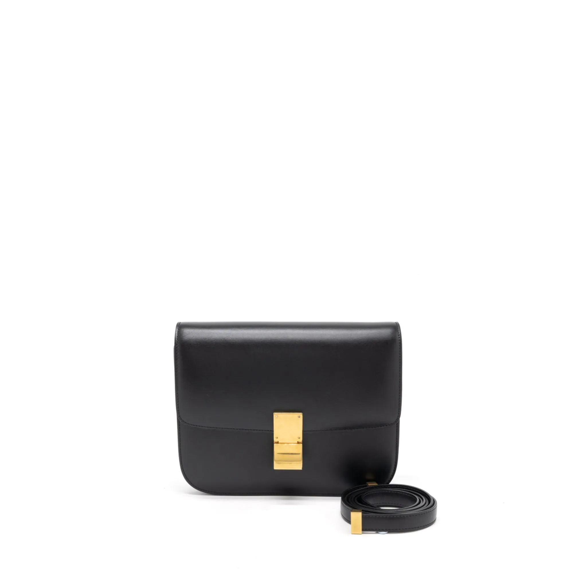 Celine Medium Classic Box Calfskin Black Brushed