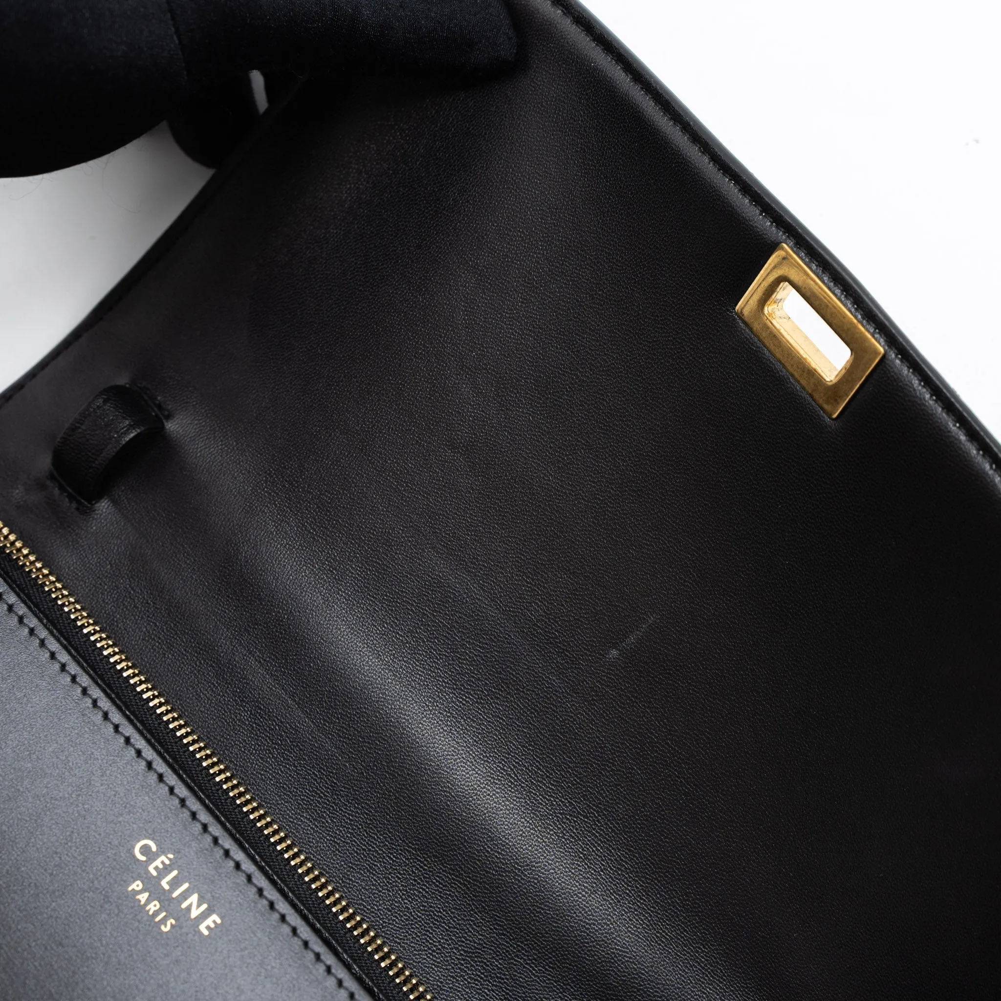 Celine Medium Classic Box Calfskin Black Brushed