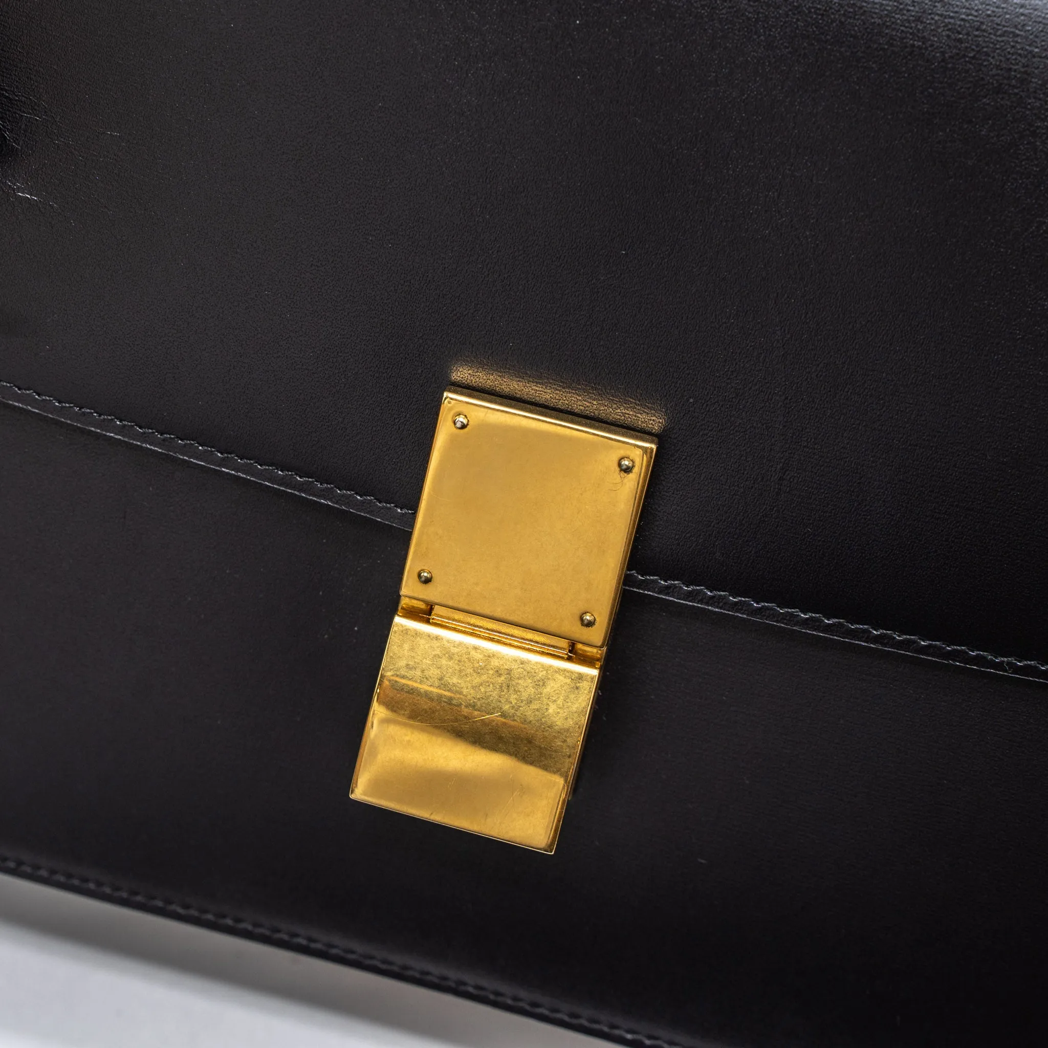 Celine Medium Classic Box Calfskin Black Brushed