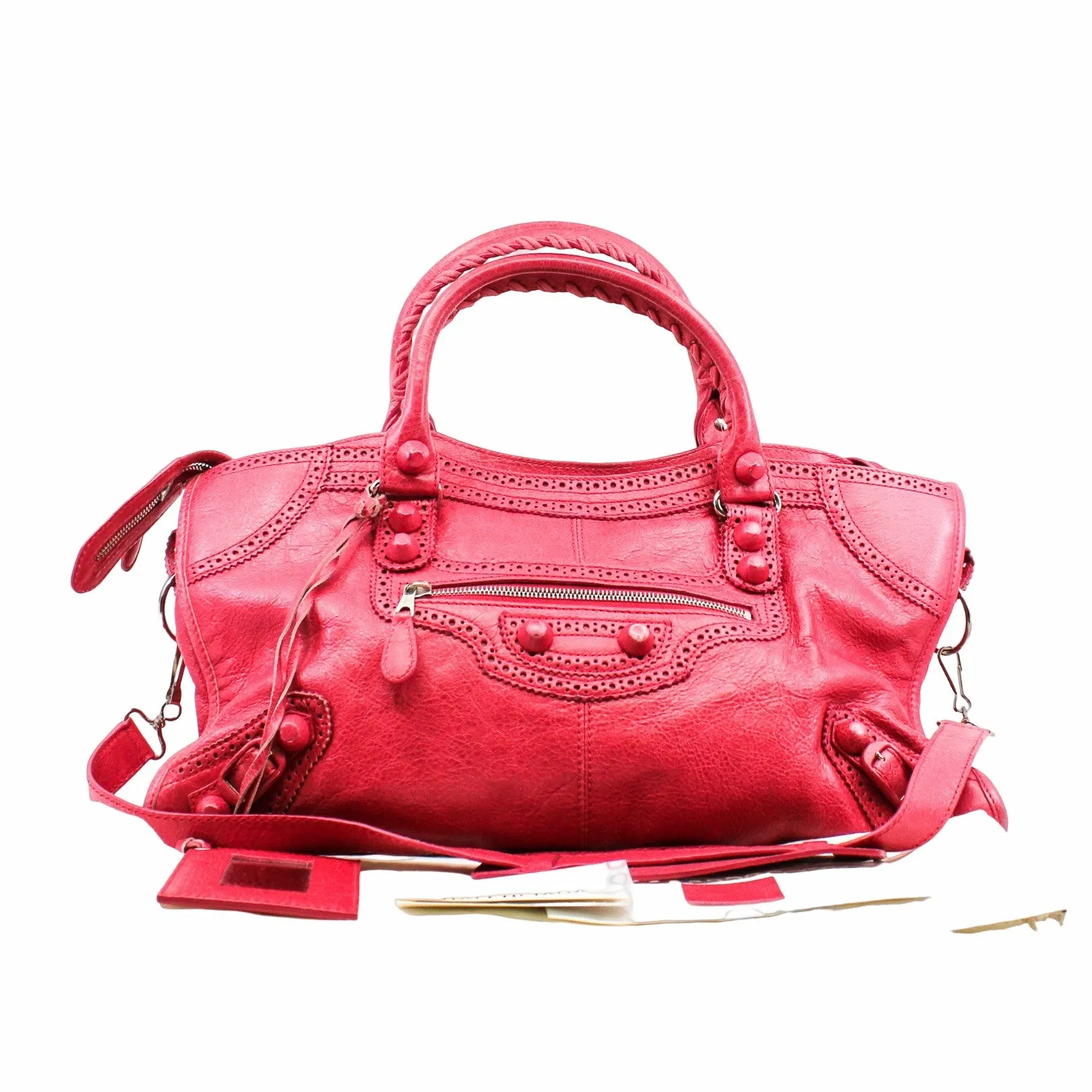 Classic City 2 Way Shoulder Bag Leather  Pink PHW