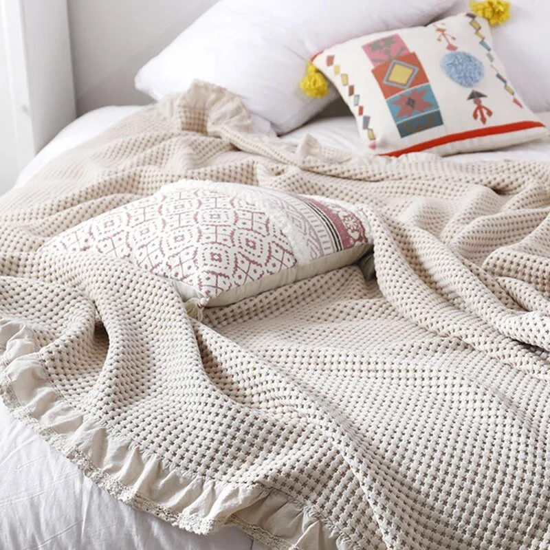 Cozy Jacquard Knitted Cotton Blanket