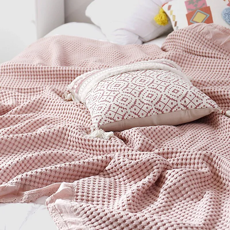 Cozy Jacquard Knitted Cotton Blanket