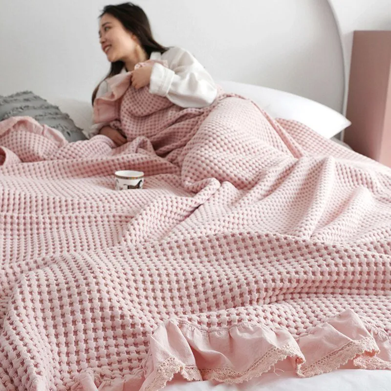 Cozy Jacquard Knitted Cotton Blanket