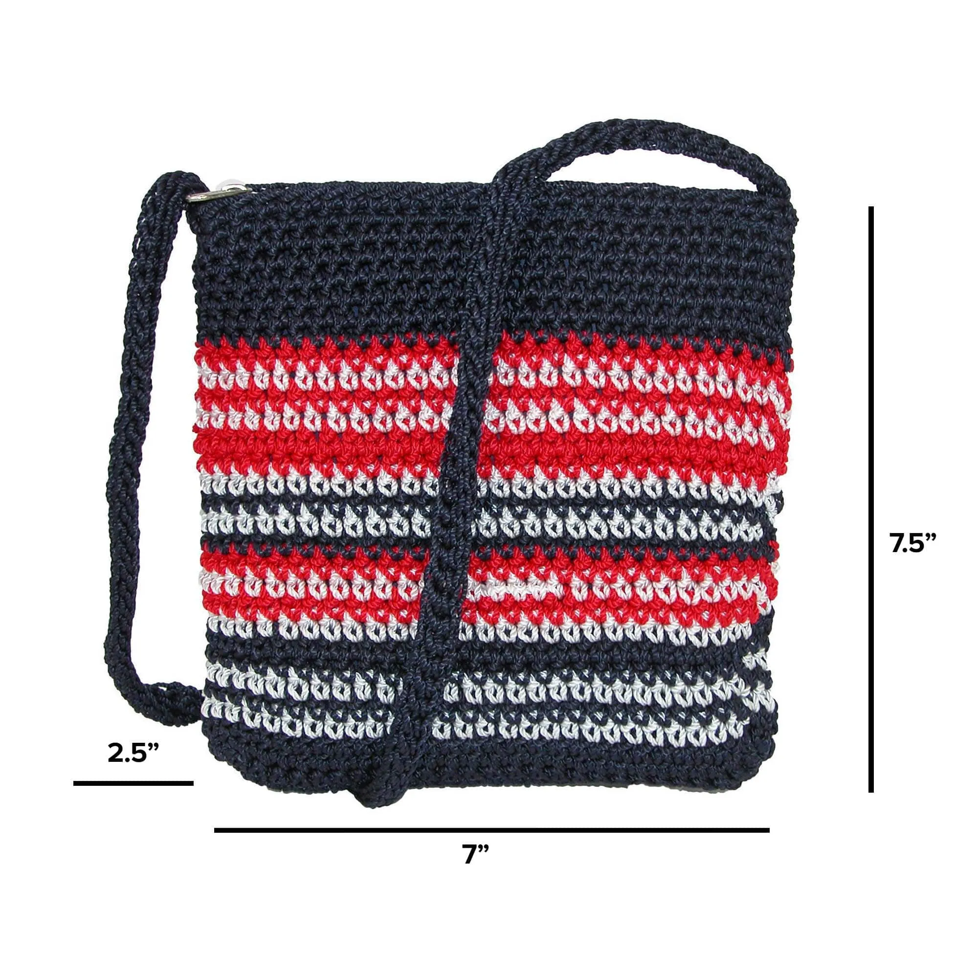 CTM® Women's Striped Crochet Crossbody Handbag