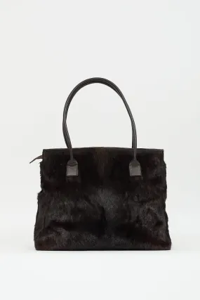 Dark Brown Textured Hair Tote Bag