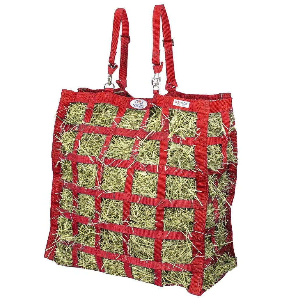 Derby Originals Easy Feeder Horse Hay Bag with Super Tough Bottom with 3.5"x3” Rectangular Openings  and 1 Year Warranty