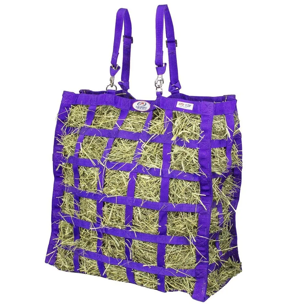 Derby Originals Easy Feeder Horse Hay Bag with Super Tough Bottom with 3.5"x3” Rectangular Openings  and 1 Year Warranty