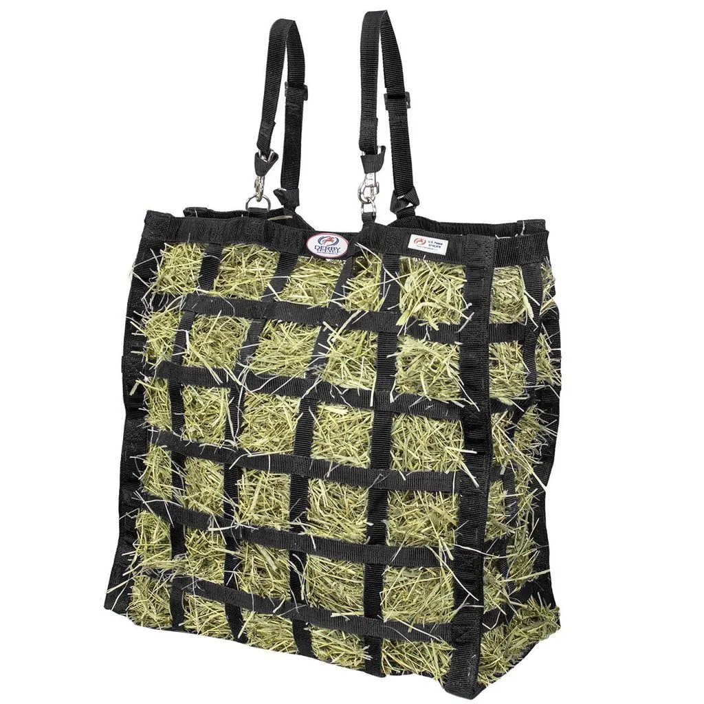Derby Originals Easy Feeder Horse Hay Bag with Super Tough Bottom with 3.5"x3” Rectangular Openings  and 1 Year Warranty