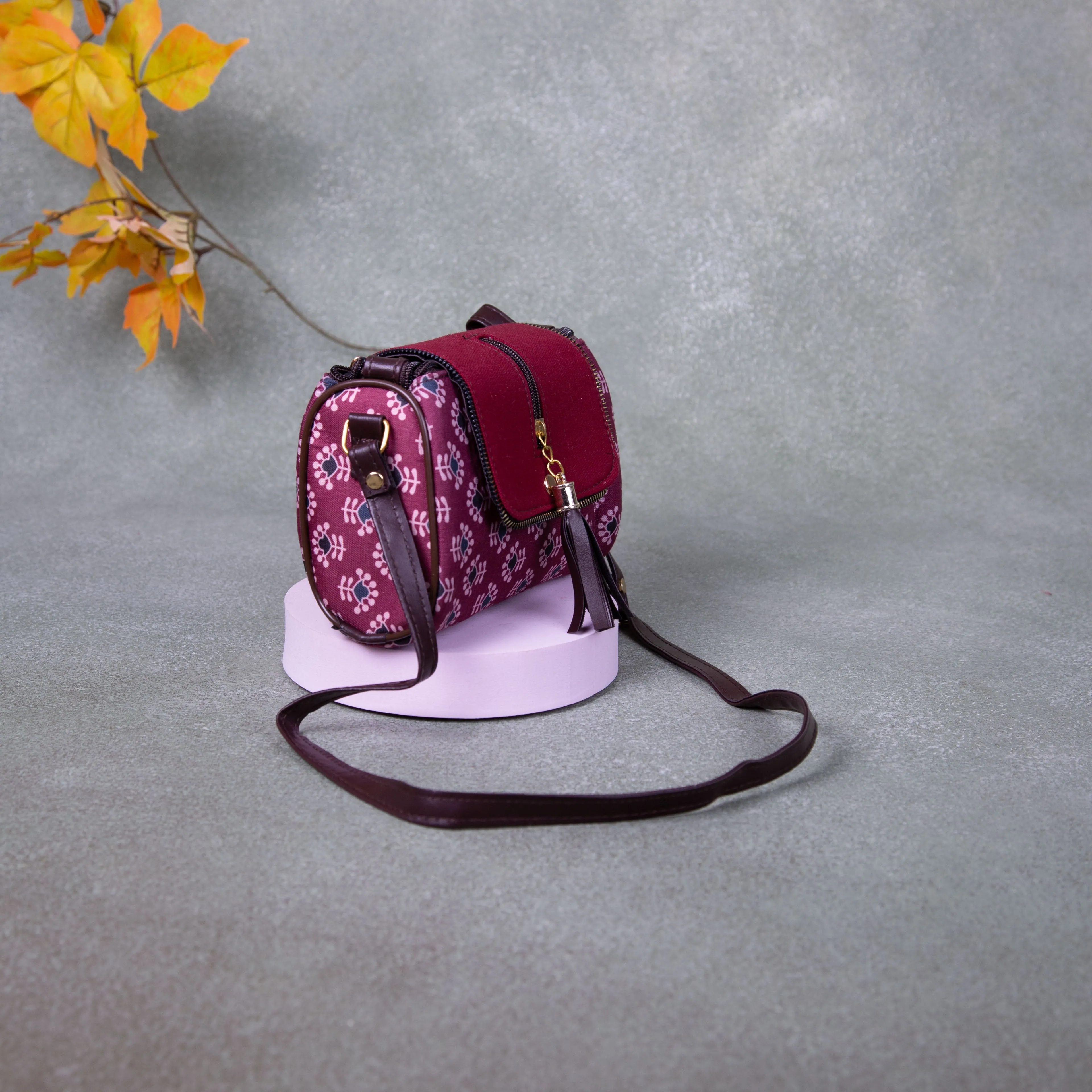 Easy Sling Maroon Colour with Blue Flower Design